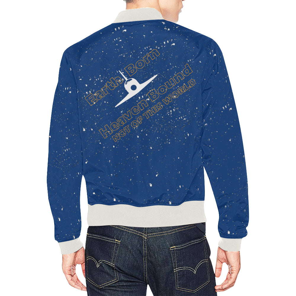 Earth born heaven bound bomber blue back