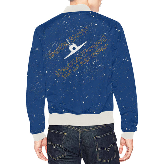 Earth born heaven bound bomber blue back